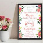 Célébrez un anniversaire de mariage avec cette affiche dédiée sur le thème des fleurs : une jolie attention à offrir pour marquer l'événement.