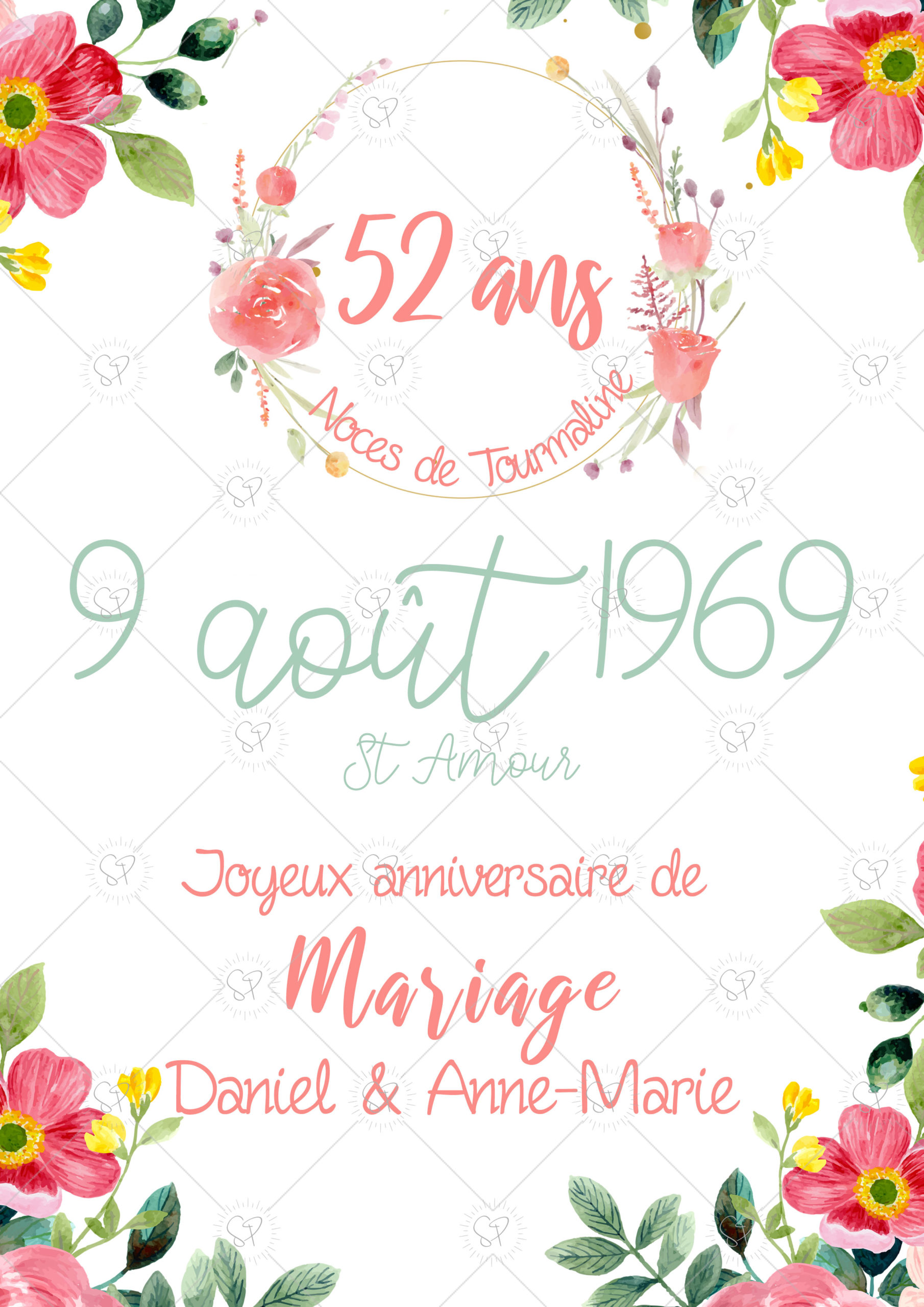 Affiche Anniversaire de Mariage - Hello Bonheur !