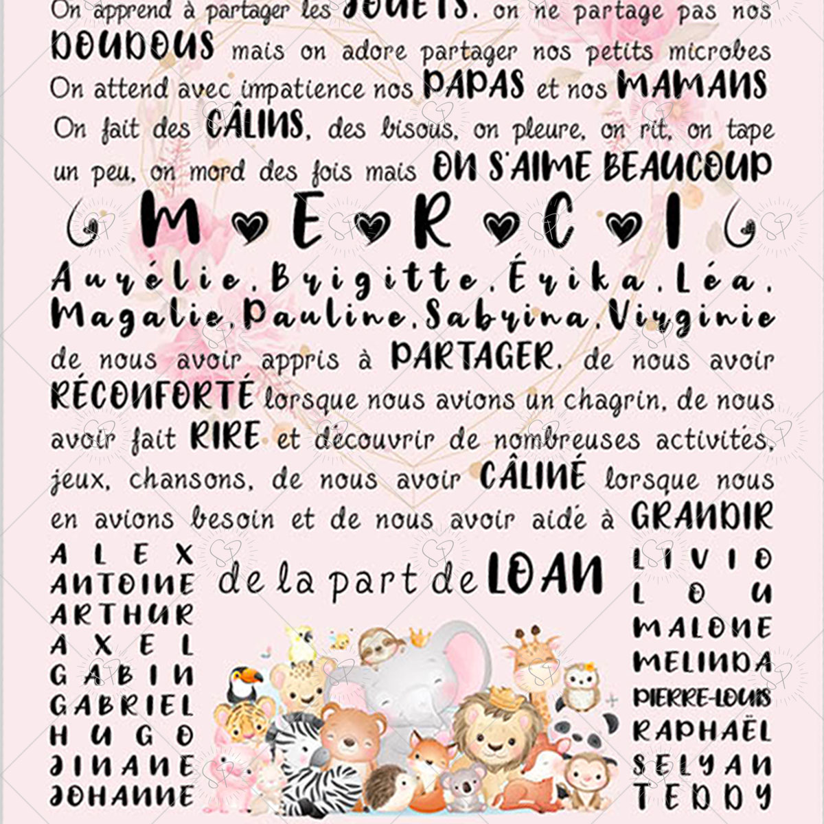 Carte message personnalisable Merci