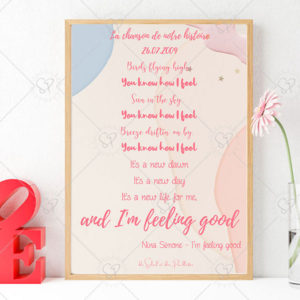 L'affiche Paroles de chanson est une affiche originale à offrir ou à s'offrir pour décorer votre intérieur avec votre chanson préférée, la chanson de votre rencontre, la chanson de votre mariage,....