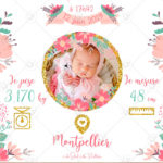 Immortalisez la naissance de votre princesse avec cette affiche naissance personnalisable avec les informations de naissance