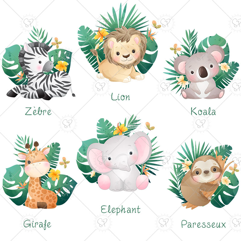 Personnalisez votre affiche avec différents animaux et leurs feuilles