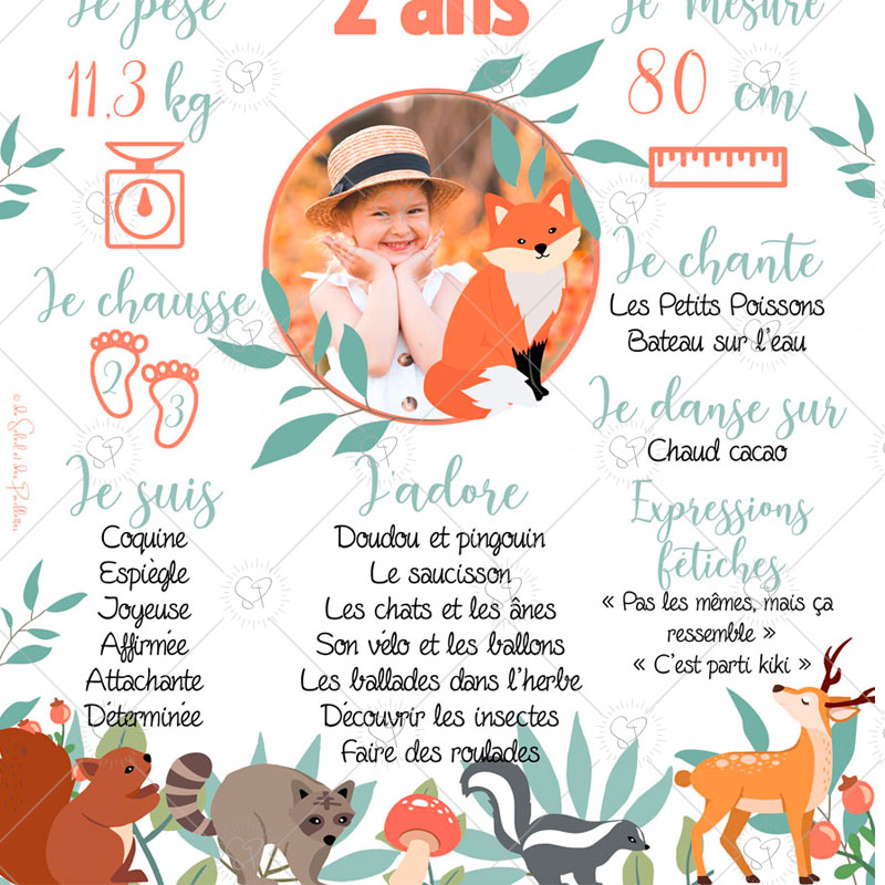 Lot 8 cartes d'invitation anniversaire enfant - Animaux de la Foret