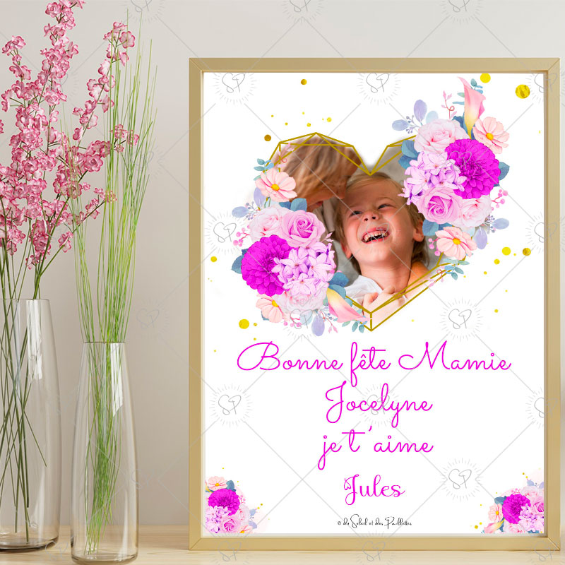 offrez une affiche photo avec message pour la fête des grands-mères