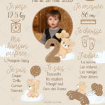 L'affiche anniversaire personnalisée nounours marron peut se décliner en carte postale pour vos invités