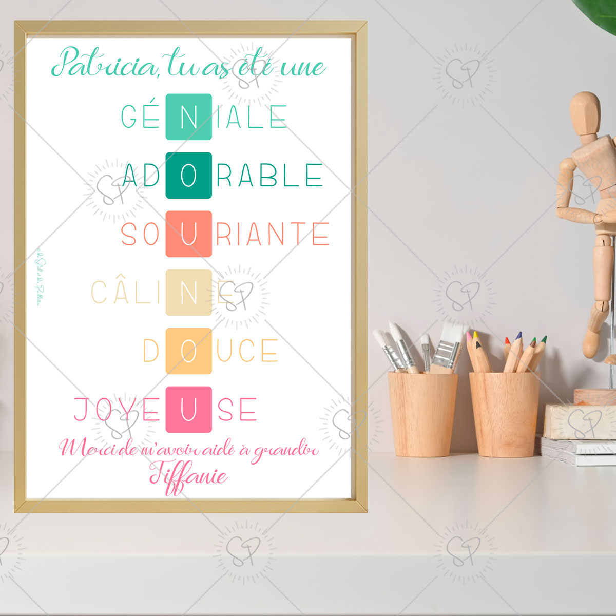 Affiche chez nounou, phrases couleurs