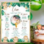 L'affiche anniversaire personnalisée Lion est un joli souvenir à accrocher dans sa chambre