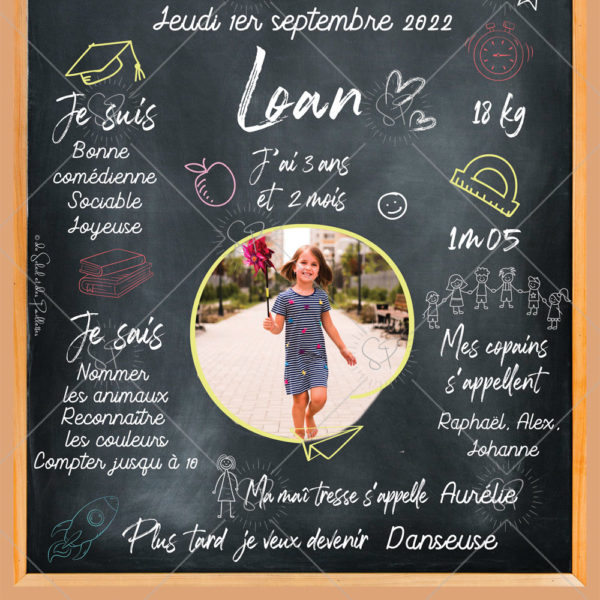 l'affiche premier jour d'école immortalise la maitresse et les copains de votre enfant