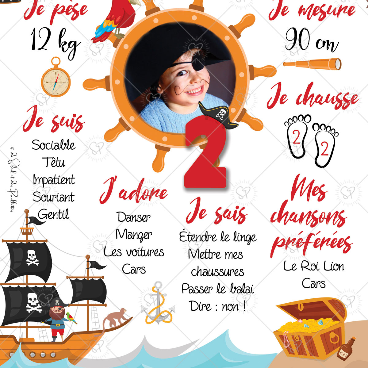 Cartes d'invitation - Pirate enfant - lot de 6