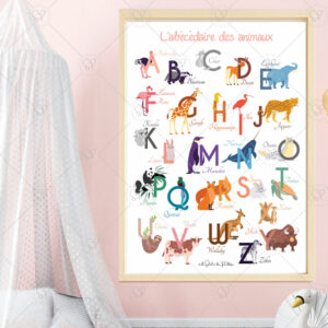 Décorez la chambre de votre enfant avec cet abécédaire sur le thème des animaux.