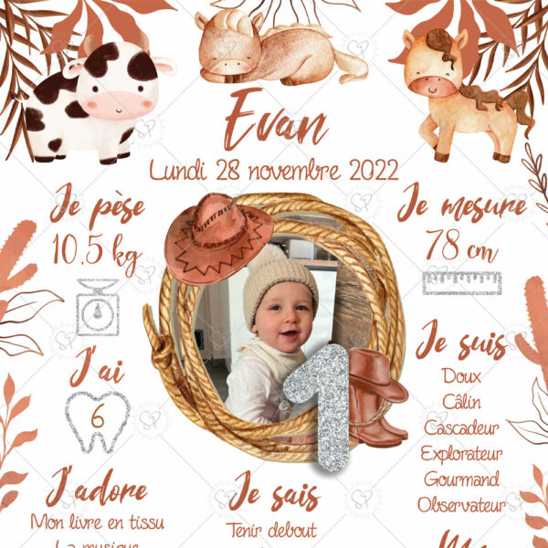 L'affiche anniversaire ranch et animaux de la ferme est aussi un élément de déco pour la fête d'anniversaire