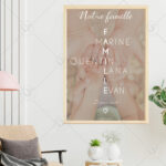 l'affiche prénom famille est personnalisable avec vos prénoms et autres mots autour de la famille