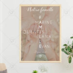 L'affiche prénom famille peut se personnaliser avec une photo en transparence ou une couleur