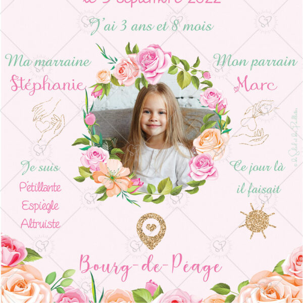 L'affiche baptême permet de garder une trace d'une belle journée en famille