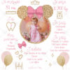 L'affiche anniversaire souris rose et doré est également une idée déco pour sa fête, à installer à côté du gâteau