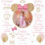 L'affiche anniversaire souris rose et doré est également une idée déco pour sa fête, à installer à côté du gâteau