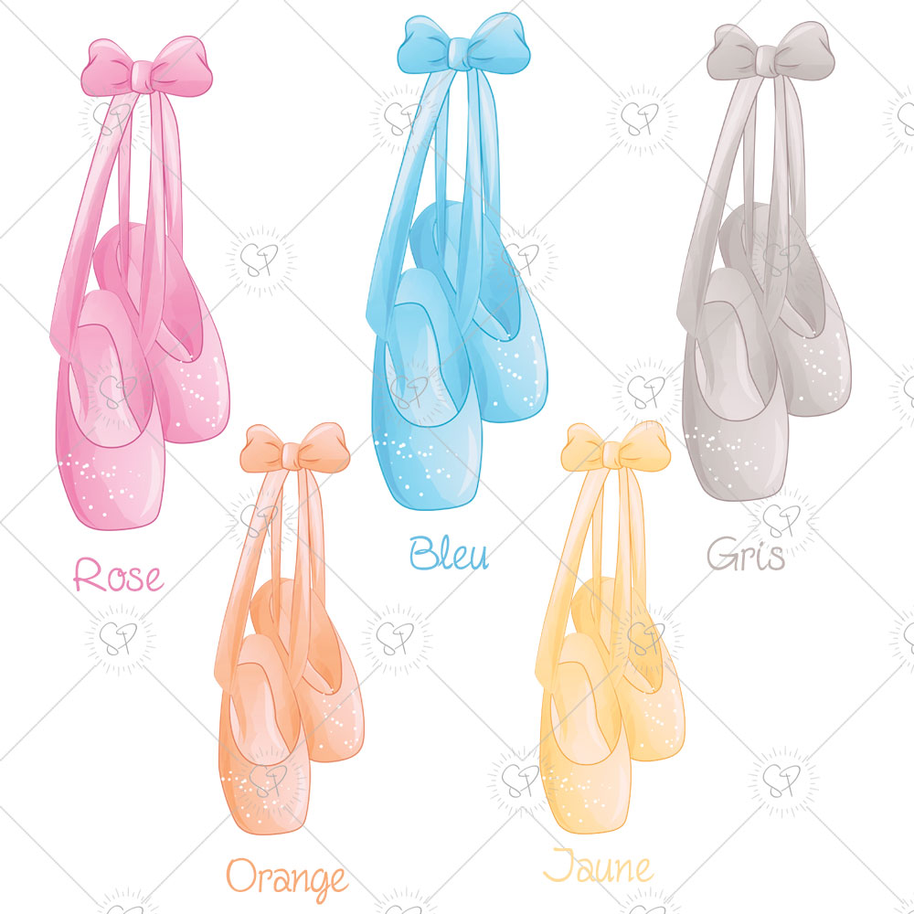Les chaussons existent en 5 coloris, comme la ballerine, soit rose, bleu, orange, jaune et gris