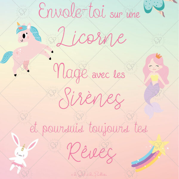 Votre enfant ira se coucher en regardant la jolie fée, la licorne et la sirène tout en se répétant ce mantra positif