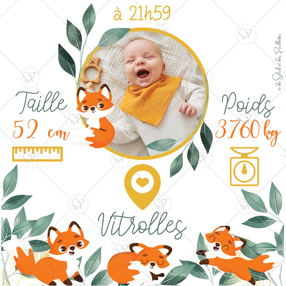 l'affiche naissance animaux de la forêt existe aussi en version renard pour ceux qui aiment ce petit animal orange