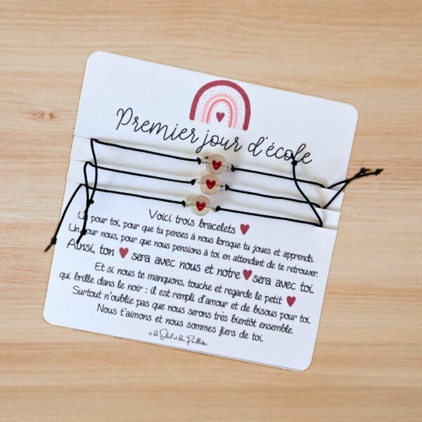 vous pouvez ajouter un bracelet coeur en plus à la carte rentrée si jamais vous voulez 3 bracelets parents et enfant