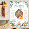 Une affiche anniversaire renard avec des feuilles tropicales et dorées qui viendra compléter votre déco pour la fête, à installer à côté du gâteau.