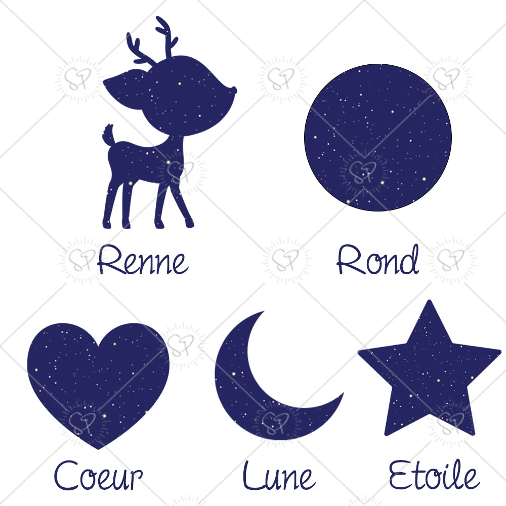 La constellation du signe astrologique peut aussi être disposée dans une forme simple comme un rond, une lune, une étoile ou encore un coeur