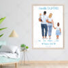 Composez votre portrait de famille de 2 à 8 personnes avec cette affiche family portrait personnalisable des vêtements aux cheveux en passant par la couleur de peau.