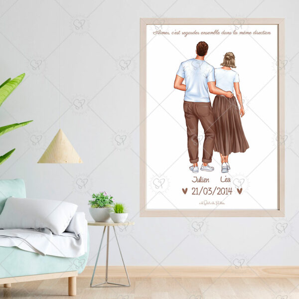 l'affiche portrait de famille existe en version couple ou duo maman enfant, mamie petite fille, papa enfant, possibilité de personnaliser l'apparence