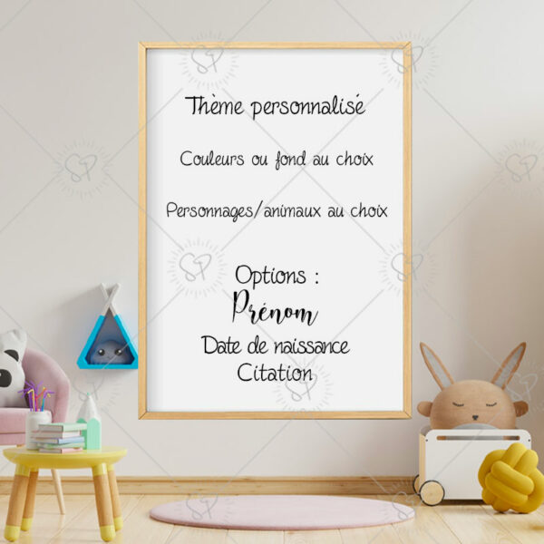 Décorez la chambre de votre enfant ou sa salle de jeux avec l'affiche de votre choix personnalisée !