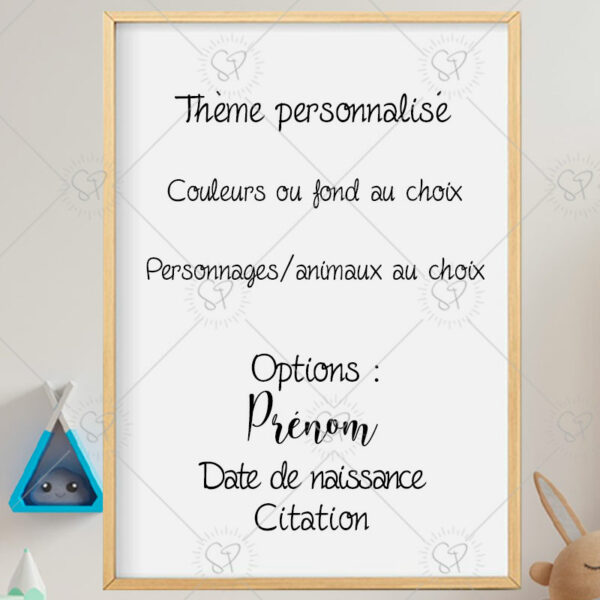 Possibilité d'ajouter du texte comme une citation, son prénom, sa date de naissance... pour personnaliser au mieux votre affiche