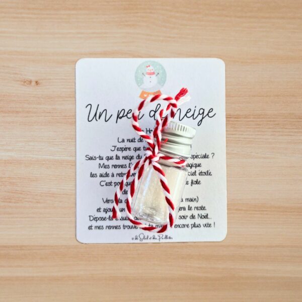 la suite du kit magie de noël se compose d'une fiole de neige venue directement du Pôle Nord pour guider les rennes