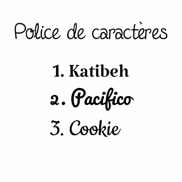 Choisissez la police de caractère que vous voulez pour personnaliser votre trousse