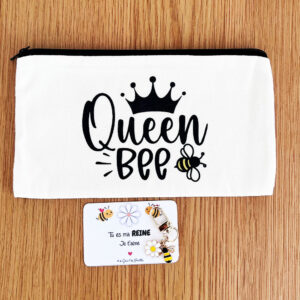Trousse abeille Queen Bee avec porte-clé abeille et carte message personnalisée