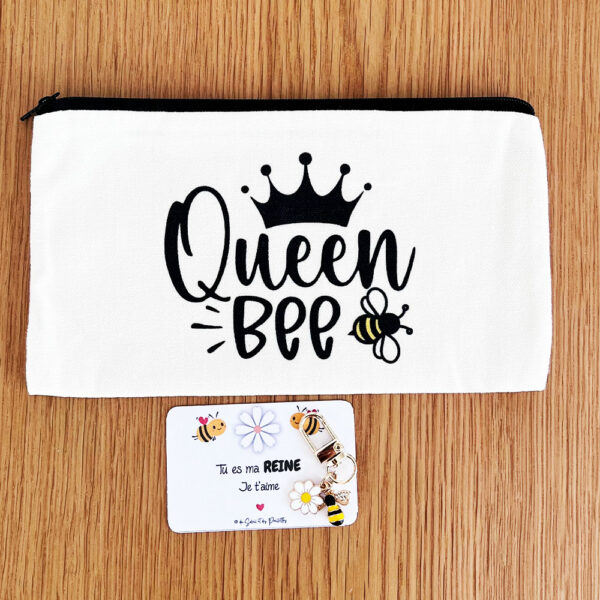 Trousse abeille Queen Bee avec porte-clé abeille et carte message personnalisée